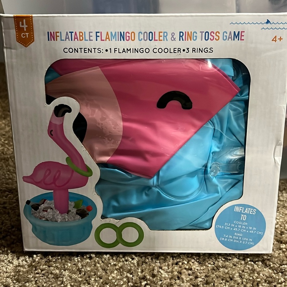 New inflatable cooler and ring todd game.